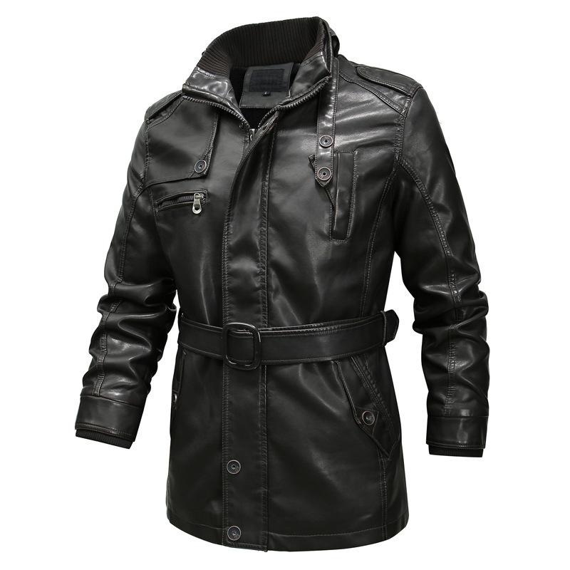 Herren Motorrad gewaschenes Leder PU Leder Europa und die Vereinigten Staaten Big Fat Foreigner Mantel 6XL von Joom DACH