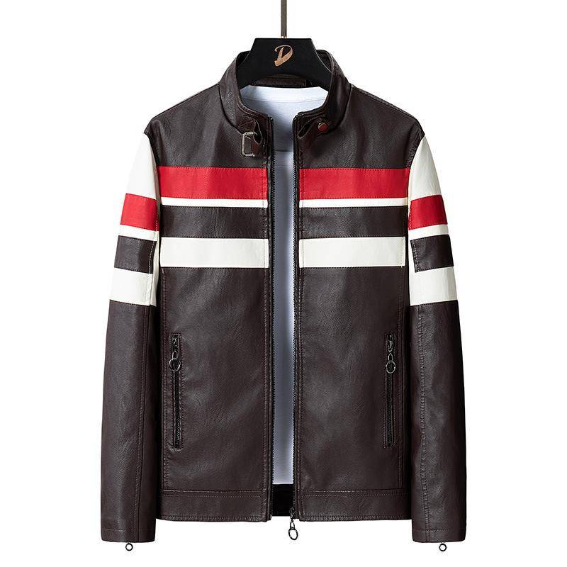 Herren Nähte Lederjacke Herrenjacke Pu Mantel Motorradbekleidung Fleece Lederjacke Herren Slim Fit 4XL von Joom DACH