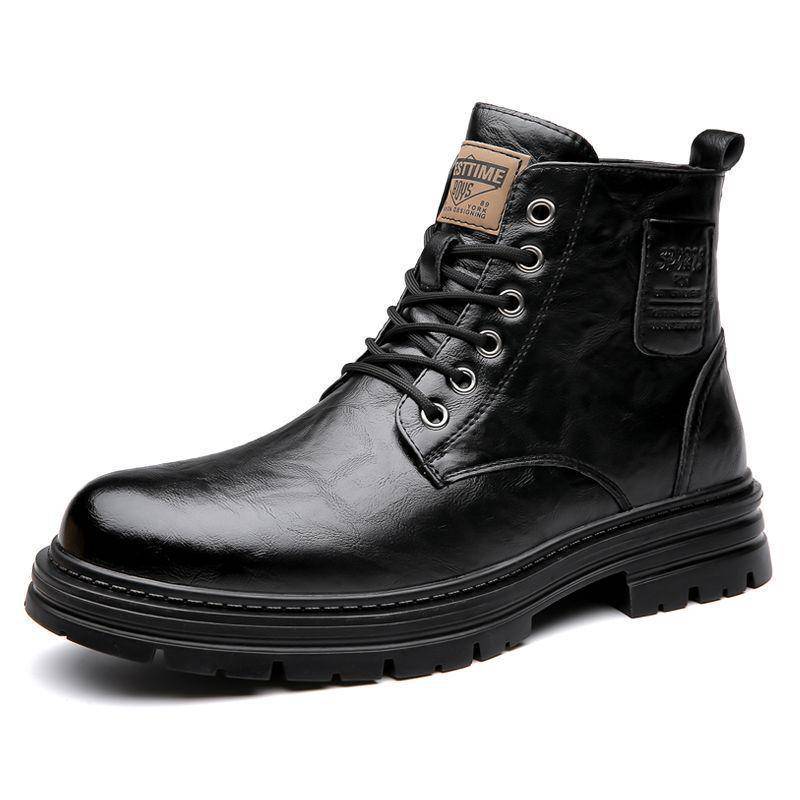 Herren Neue Echtleder Wollgefütterte Martin Boots - Business Casual Winter High-Top Schneestiefel. 44 von Joom DACH