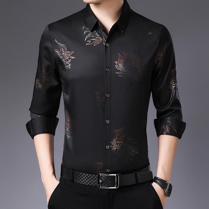 Herren Neues Hemd Langärmlig Lässig Locker Dünn Bedrucktes Hemd Mittelalterliche Herren Übergröße Frühling und Herbst Kleidung M von Joom DACH