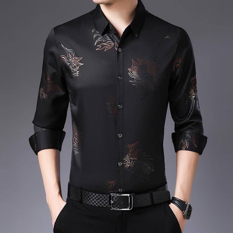 Herren Neues Hemd Langärmlig Lässig Locker Dünn Bedrucktes Hemd Mittelalterliche Herren Übergröße Frühling und Herbst Kleidung M von Joom DACH
