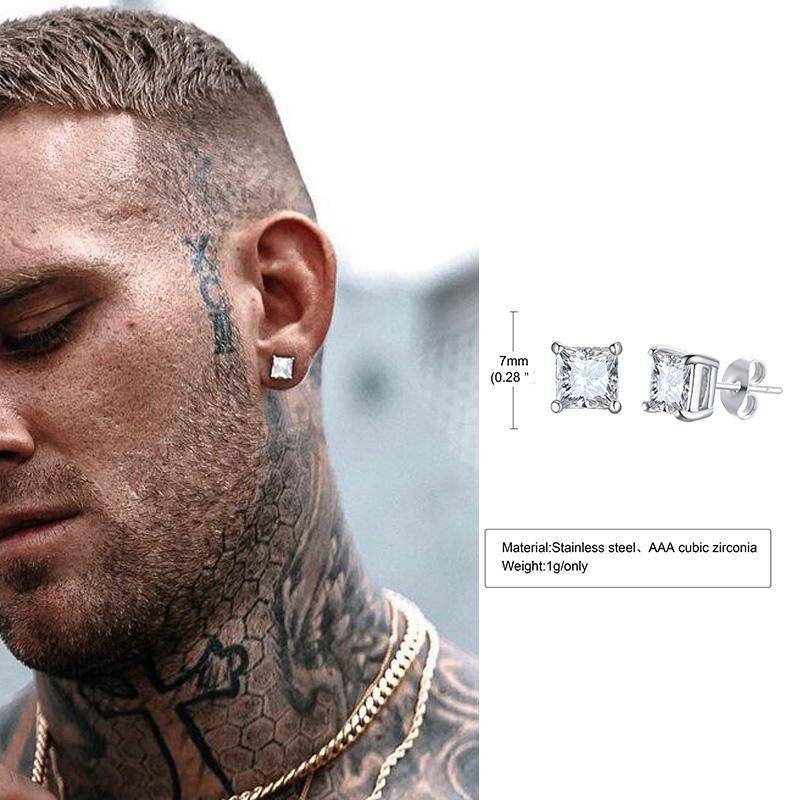 Herren Ohrstecker, Dreieck Pierced Kristall Zirkon Ohrstecker, Edelstahl Winzige Minimalistische Stecker für Herren Damen Zirkon von Joom DACH