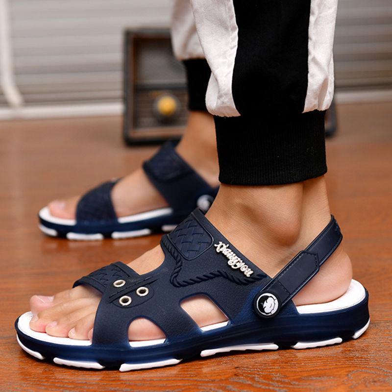 Herren Outdoor-Sandalen, offene Zehenpantoffeln, rutschfeste Badezimmer-Strandsandalen, leichtes Schuhwerk 41 navy blau von Joom DACH