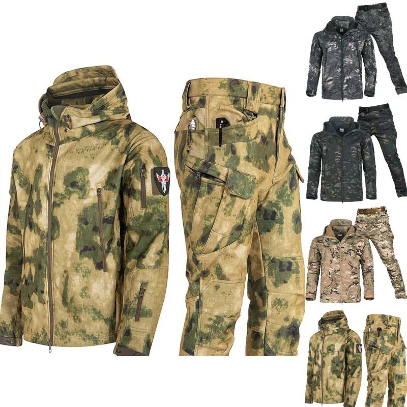 Herren Outdoor Softshelljacke Set Winddicht Atmungsaktiv Samt Bergsteigerjacke S schwarz von Joom DACH