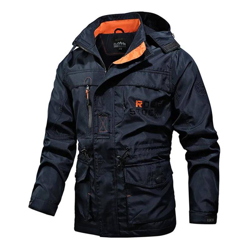Herren Outdoorjacke mit Kapuze Frühling Herbst Dünn Winddicht und Wasserdicht Wanderjacken Männliche Windjacke Mäntel L dunkelblaue von Joom DACH