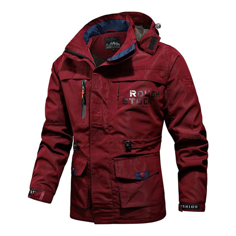 Herren Outdoorjacke mit Kapuze Frühling Herbst Dünn Winddicht und Wasserdicht Wanderjacken Männliche Windjacke Mäntel XXL rot von Joom DACH