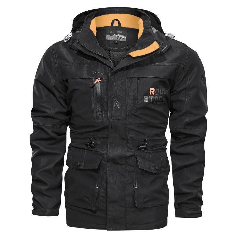 Herren Outdoorjacke mit Kapuze Frühling Herbst Dünn Winddicht und Wasserdicht Wanderjacken Männliche Windjacke Mäntel XXXL schwarz von Joom DACH