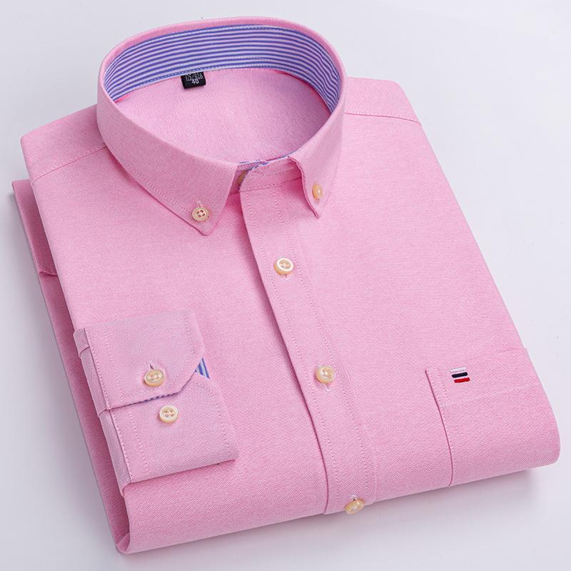 Herren-Oxford-Hemden aus 100 % Baumwolle, langärmelig, lässig, kariert, weich, reguläre Passform, formelles Hemd, Gesellschaftsbluse, Herrenkleidung, 7XL 6XL 46 von Joom DACH