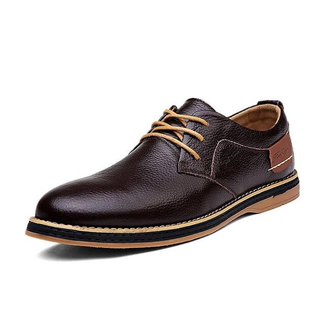 Herren Oxford Schuhe aus echtem Leder mit Schnürung, lässige Mokassins, bequem, modisch, Büroschuhe, Halbschuhe, männlich 6 braun von Joom DACH