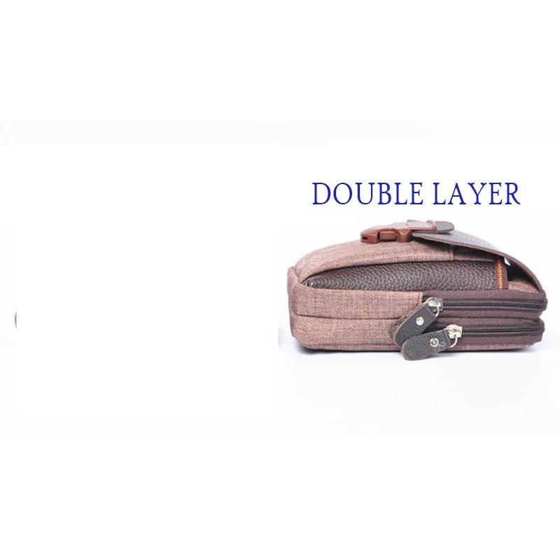 Herren PU Leder Doppelreißverschluss Handytasche Hüfttasche Hüfttasche Kleine Tasche Sport Hüfttasche Geldbörse Double layer braun von Joom DACH