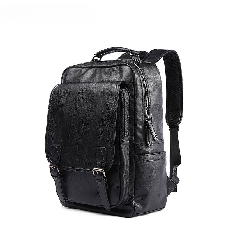 Herren PU Rucksack, Herren Leder, Modischer und lässiger Herrenrucksack schwarz von Joom DACH