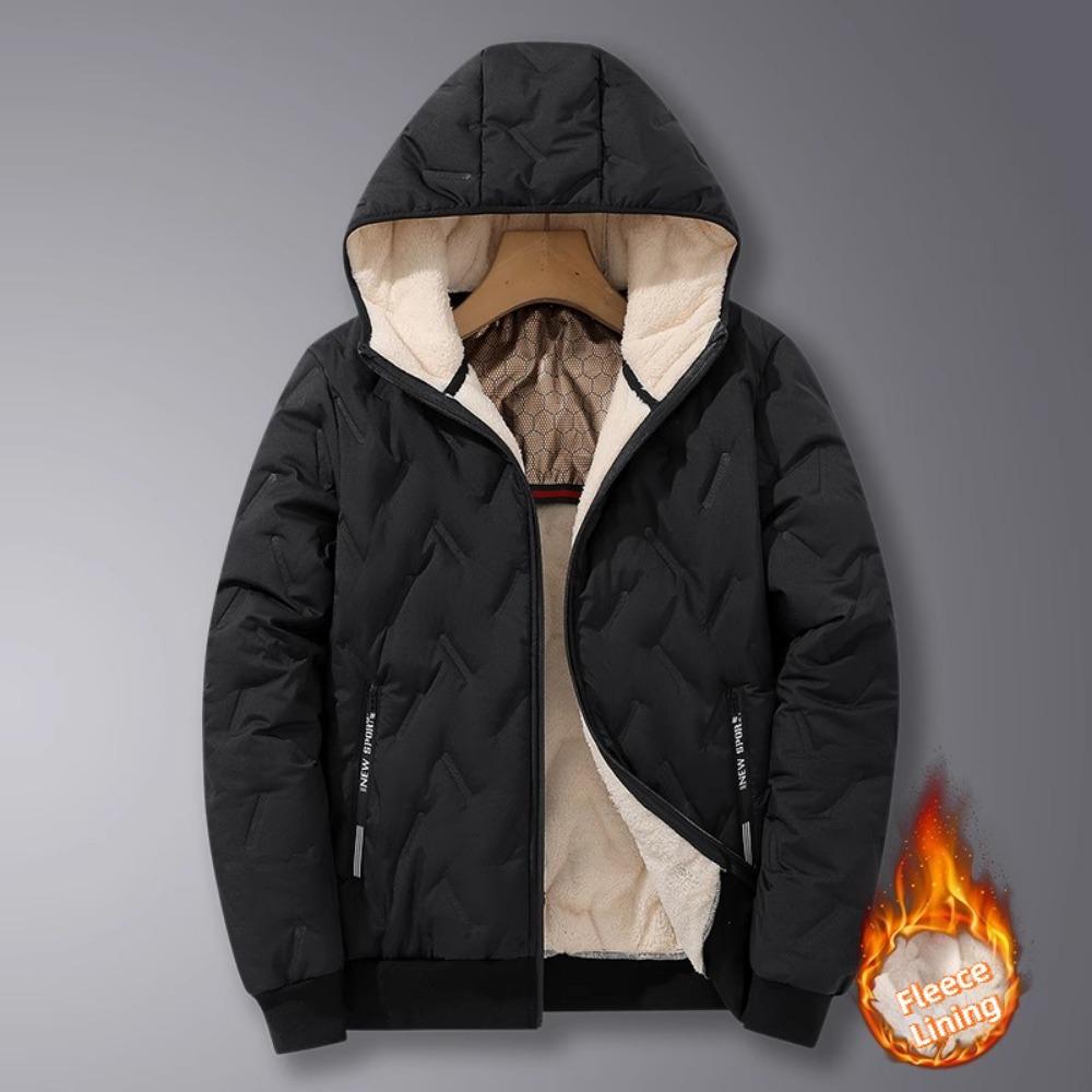 Herren Parka mit Kapuze, Freizeitmäntel für Herren, Herbst/Winter, warm, winddicht, gepolsterte Jacke, Outdoor-Skifahren, Fleecefutter, Parkas männlich L schwarz von Joom DACH