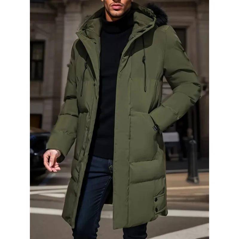 Herren Parkas Kleidung Warme Mittellange Jacke Mit Kapuze Lässige Herrenjacke Mit Reißverschluss Baumwollwattierung Mantel Winter Windjacke 8XL armee grüne von Joom DACH