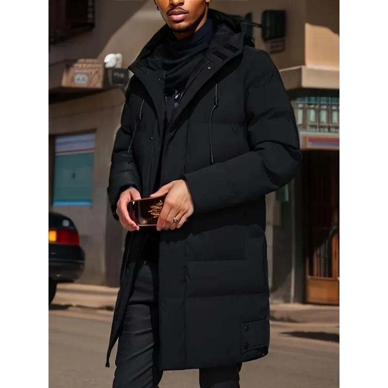 Herren Parkas Kleidung Warme Mittellange Jacke Mit Kapuze Lässige Herrenjacke Mit Reißverschluss Baumwollwattierung Mantel Winter Windjacke XXL schwarz von Joom DACH