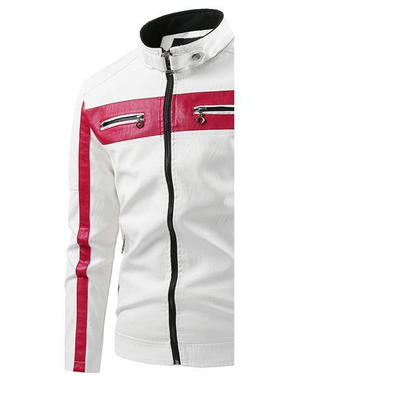 Herren Patchwork Mode Lederjacke Jacke Neue Motorrad Lederjacke Übergröße Herrenbekleidung 5XL von Joom DACH