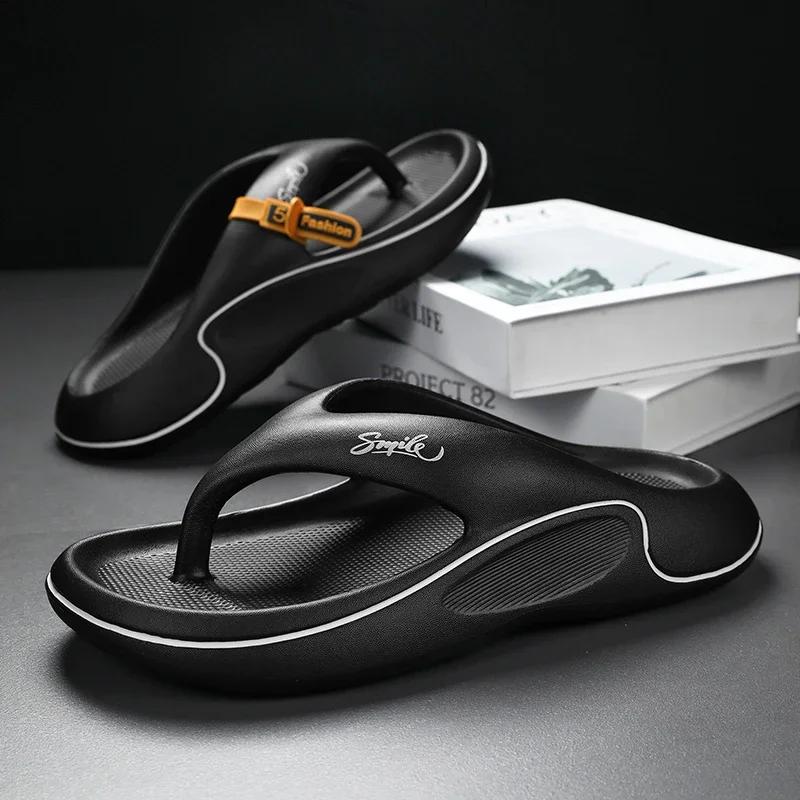 Herren Plateau Flip Flops Sommer Weiche Sohle Eva Hausschuhe für Männer Outdoor Casual Strandschuhe Home Rutschfeste Badezimmer Slides Schuhe 39 schwarz von Joom DACH