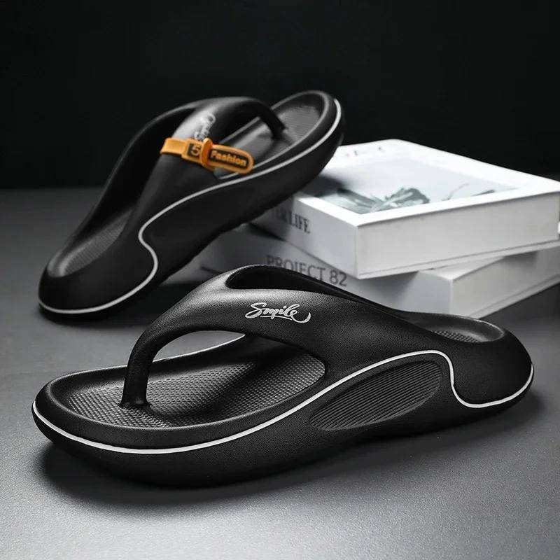Herren Plateau Flip Flops Sommer Weiche Sohle Eva Hausschuhe für Männer Outdoor Casual Strandschuhe Home Rutschfeste Badezimmer Slides Schuhe 39 schwarz von Joom DACH