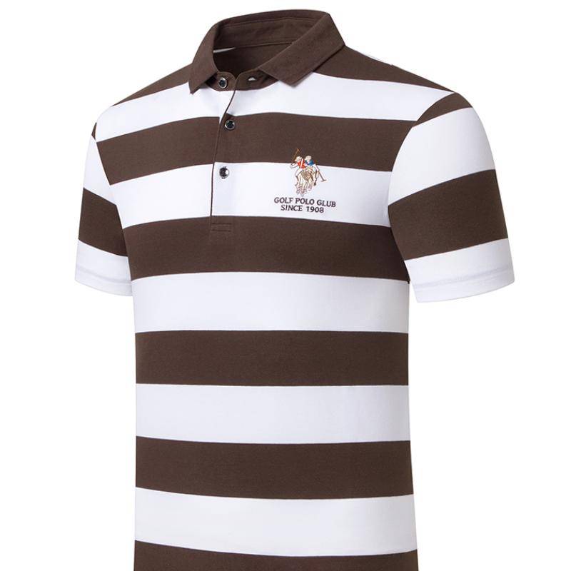 Herren Poloshirt Sommer Kurzarm Lose Besticktes Gestreiftes Poloshirt XL von Joom DACH