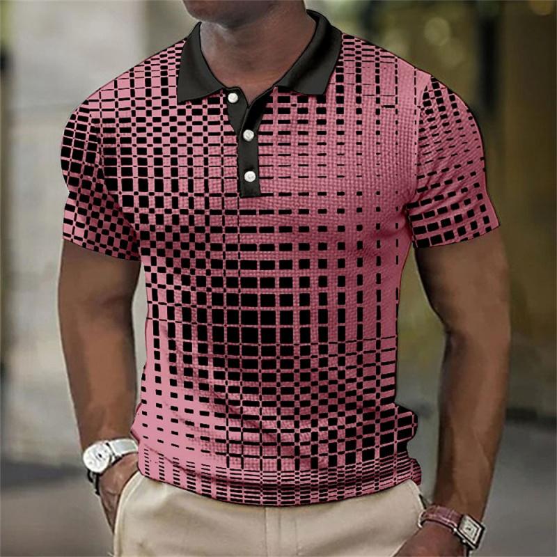 Herren-Poloshirt mit 3D-Druckdesign mit Gittermuster, atmungsaktives Sommer-Poloshirt. L rosa Herren-Poloshirt mit 3D-Druckdesign mit Gittermuster, atmungsaktives Sommer-Poloshirt. L rosa von Joom DACH