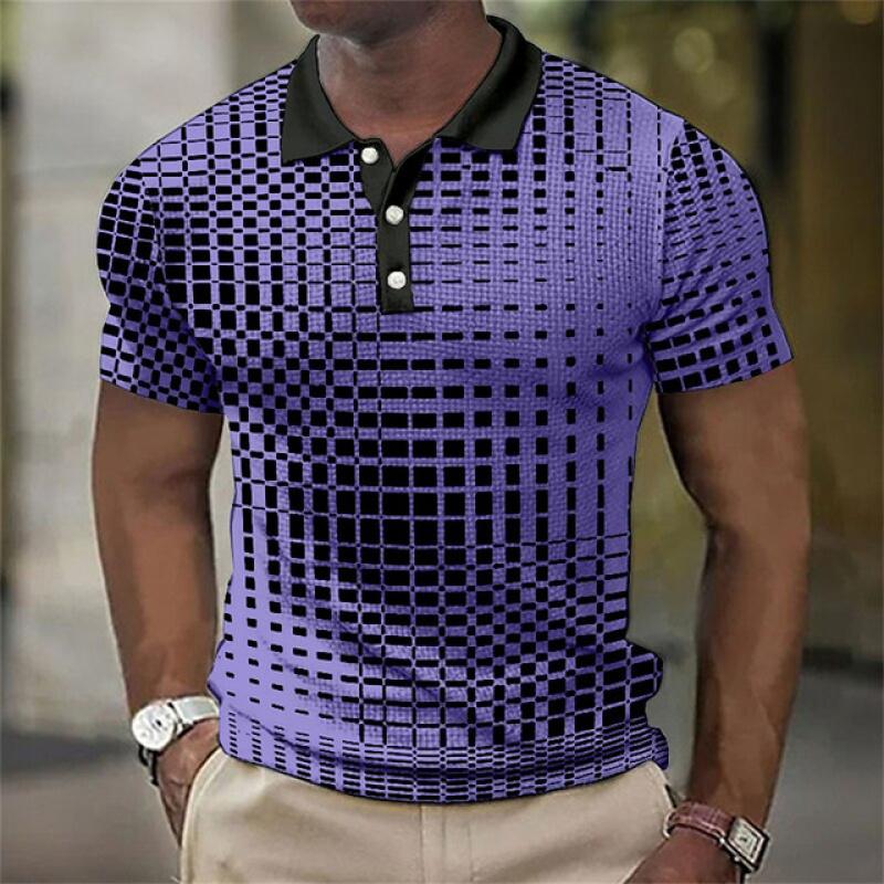 Herren-Poloshirt mit 3D-Druckdesign mit Gittermuster, atmungsaktives Sommer-Poloshirt. XL violett Herren-Poloshirt mit 3D-Druckdesign mit Gittermuster, atmungsaktives Sommer-Poloshirt. XL violett von Joom DACH