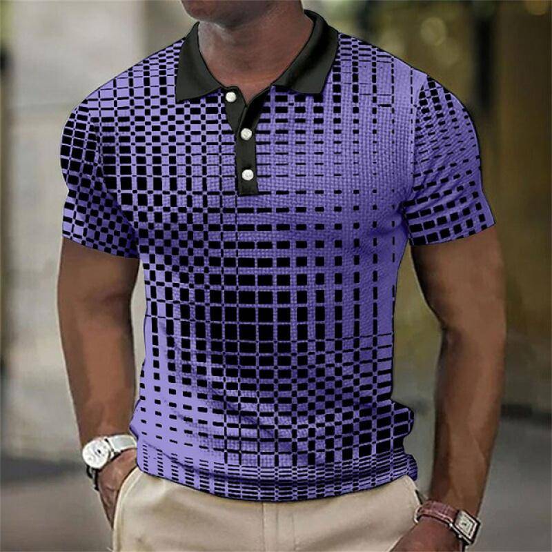 Herren-Poloshirt mit 3D-Druckdesign mit Gittermuster, atmungsaktives Sommer-Poloshirt. XL violett Herren-Poloshirt mit 3D-Druckdesign mit Gittermuster, atmungsaktives Sommer-Poloshirt. XL violett von Joom DACH