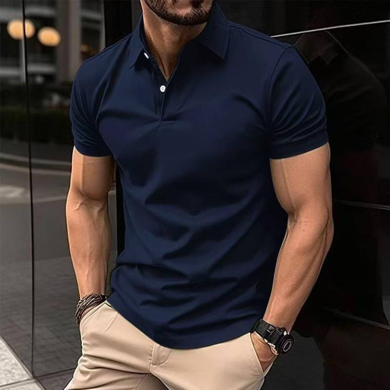 Herren Poloshirts Klassischer Knopf Basic Strukturierte T-Shirts Lässig Slim Fit Kurzarm Sommer Golf T-Shirt M dunkelblaue von Joom DACH