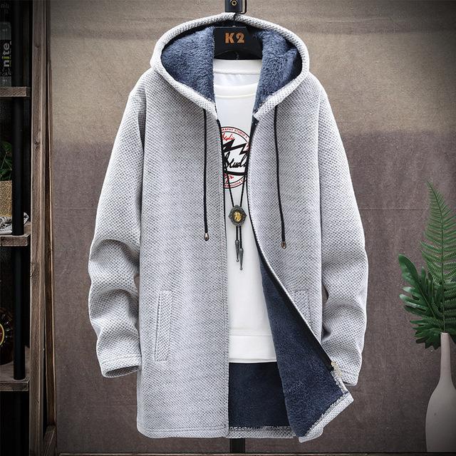 Herren Pullover Fleece Strickjacke Winterjacke Herren Slim Pullover Winter Langer Kapuzenpullover Dicker warmer Mantel Herrenbekleidung M weiß von Joom DACH
