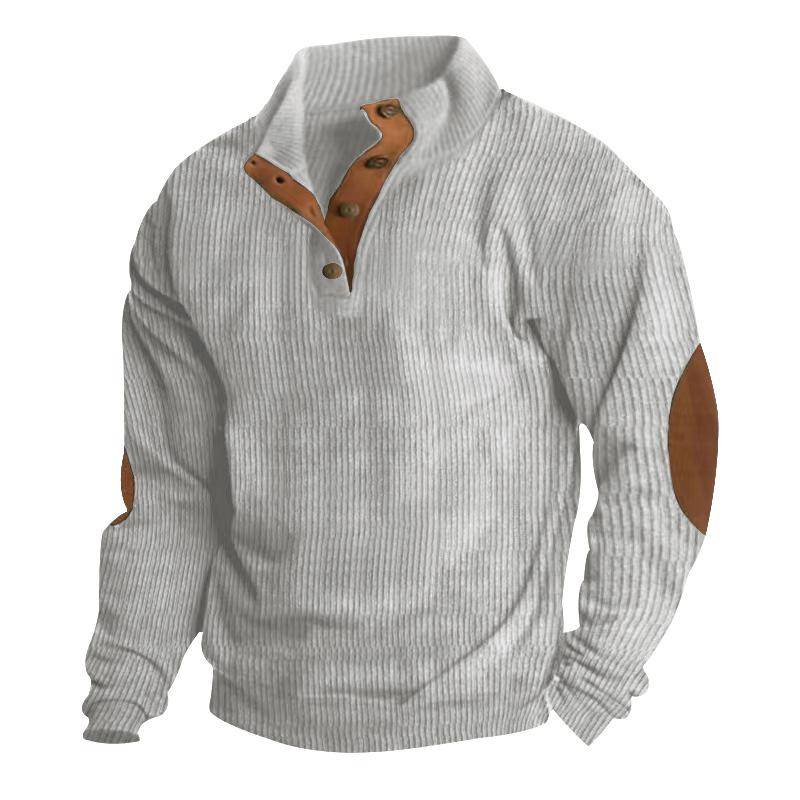 Herren Pullover Outdoor Casual Geknöpft Stehkragen Langarm Pit Strip Cord Sweatshirt Herbst Winter Mode XL hellgrau von Joom DACH