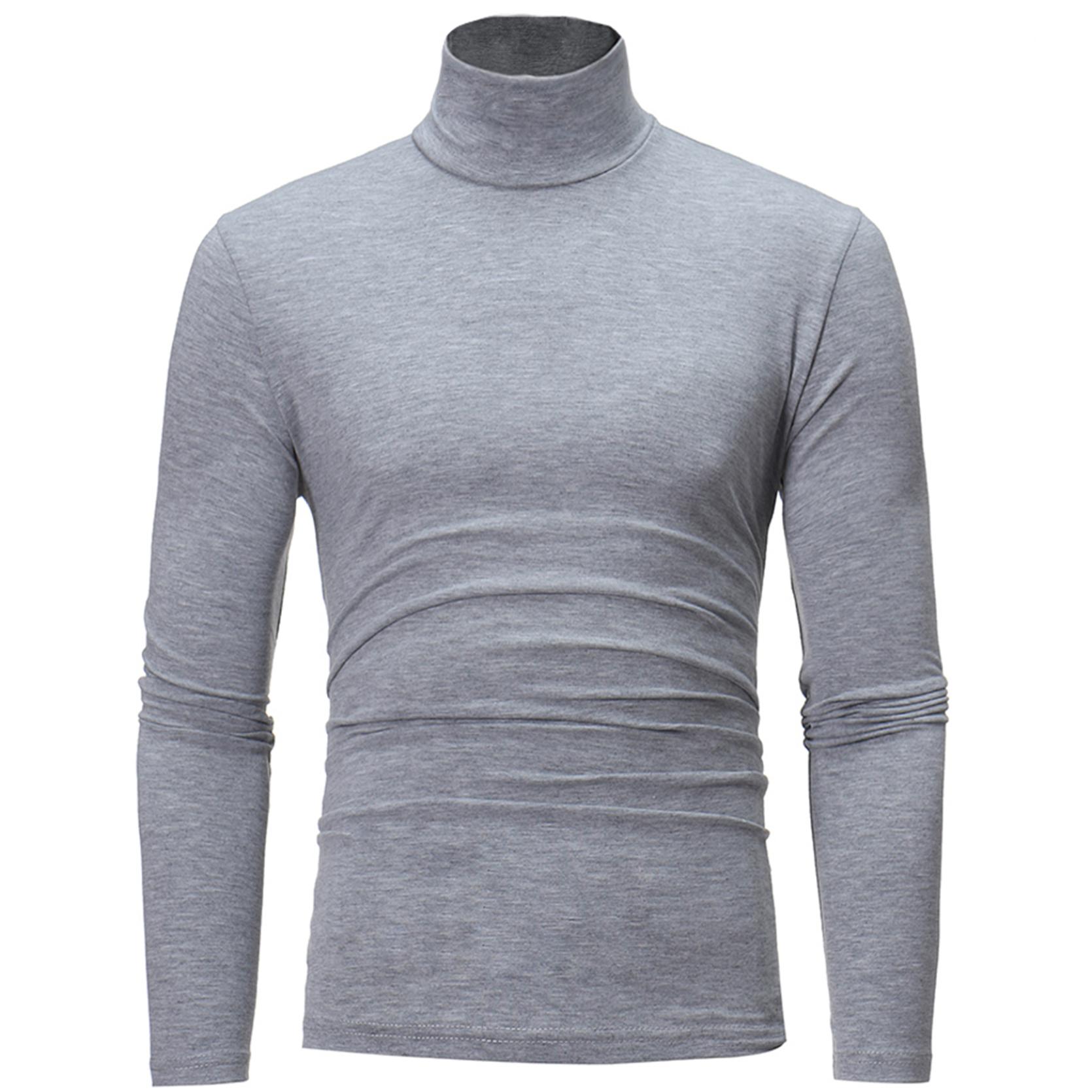 Herren-Pullover mit Rollkragen, schmale Passform, langärmelig, lässig, hoher Kragen, Pullover, Oberteile, Basic-Rollkragenpullover, schmale Passform, T-Shirts XL graue von Joom DACH