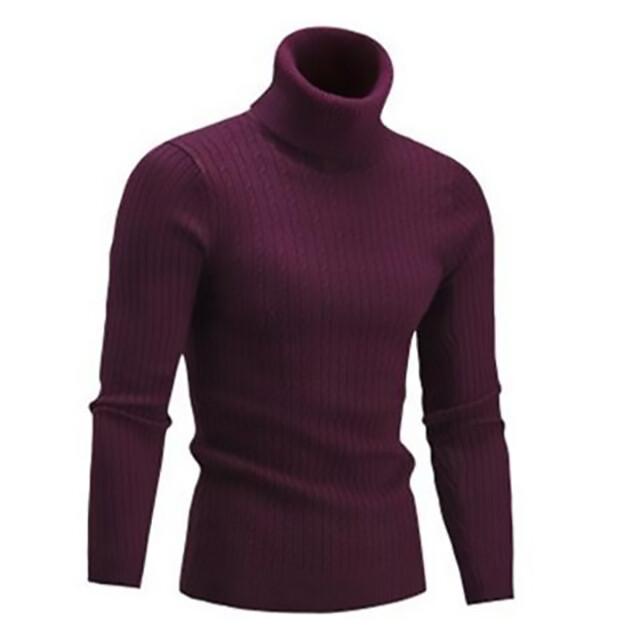 Herren-Pullover mit hohem Kragen, Herbst- und Wintermode, langärmelig, warm, gestrickt, Rollkragenpullover, hält warme Pullover S rot von Joom DACH