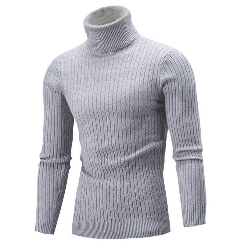 Herren-Pullover mit hohem Kragen, Herbst- und Wintermode, langärmelig, warm, gestrickt, Rollkragenpullover, hält warme Pullover XL licht grau von Joom DACH
