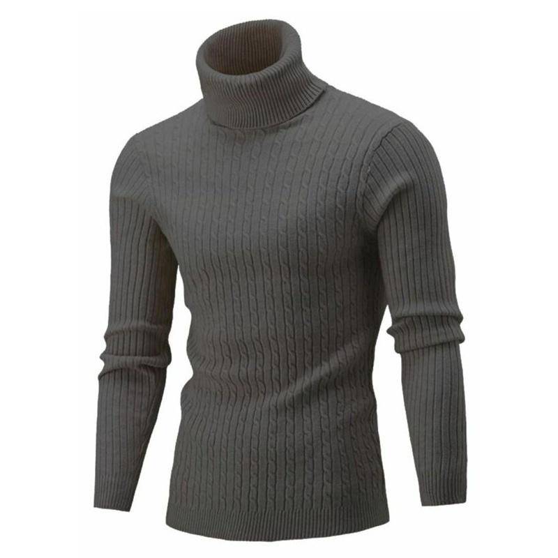 Herren-Pullover mit hohem Kragen, Herbst- und Wintermode, langärmelig, warm, gestrickt, Rollkragenpullover, hält warme Pullover XL grau von Joom DACH
