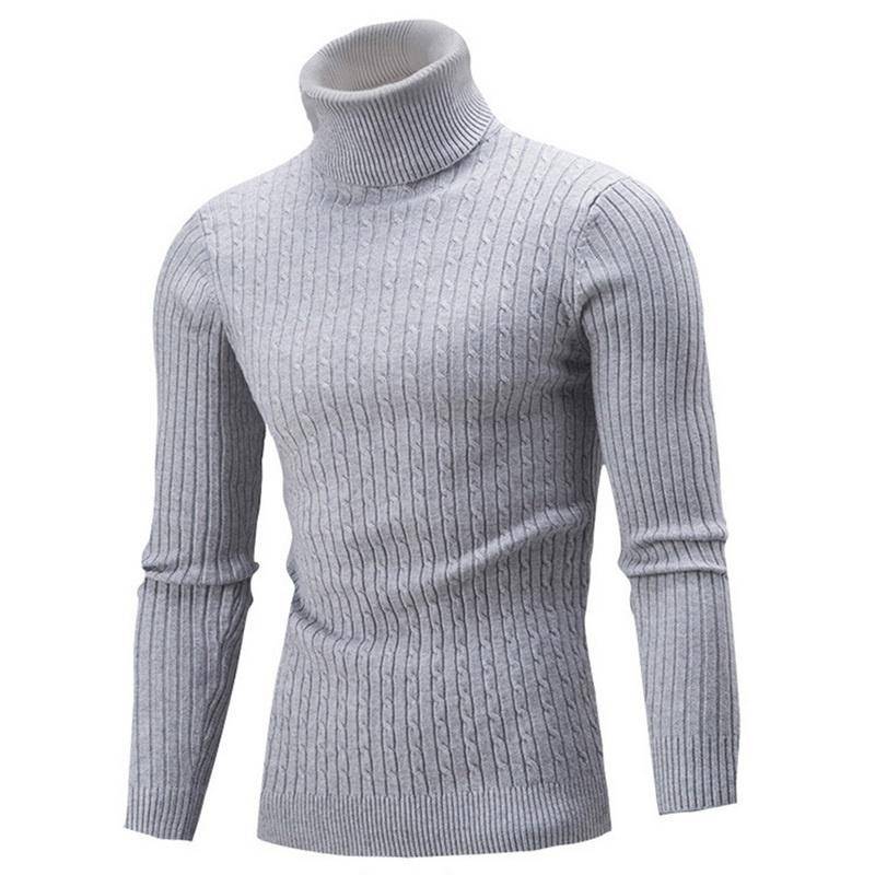 Herren-Pullover mit hohem Kragen, Herbst- und Wintermode, langärmelig, warm, gestrickt, Rollkragenpullover, hält warme Pullover XXXL licht grau von Joom DACH