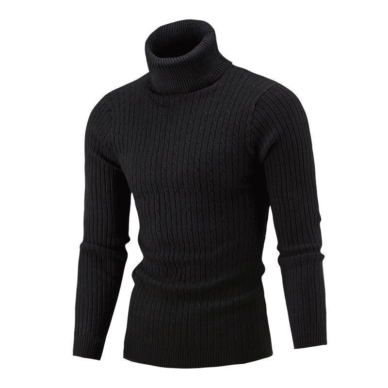Herren-Pullover mit hohem Kragen, Herbst- und Wintermode, langärmelig, warm, gestrickt, Rollkragenpullover, hält warme Pullover XXXL schwarz von Joom DACH