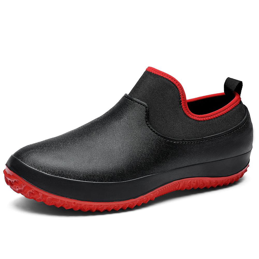Herren-Regenschuhe in Übergröße, modische Low-Top-Regenstiefel, rutschfeste Angelschuhe, Küchenarbeitsschuhe, kurze Gummistiefel für Herren 46 rot von Joom DACH