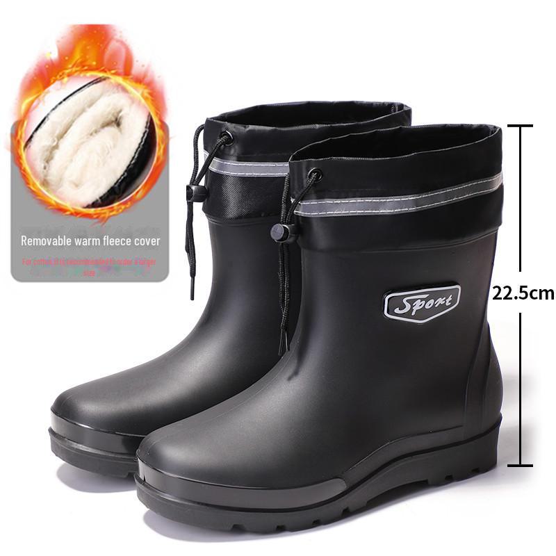 Herren-Regenstiefel mit kurzem Schaft – reflektierend, wasserdicht, Gummiband, schwarze Gummischuhe Size 44 von Joom DACH