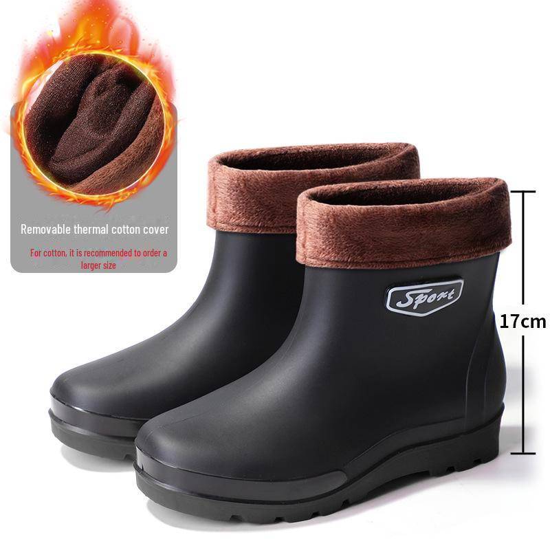 Herren-Regenstiefel mit kurzem Schaft – reflektierend, wasserdicht, Gummiband, schwarze Gummischuhe Size 44 von Joom DACH