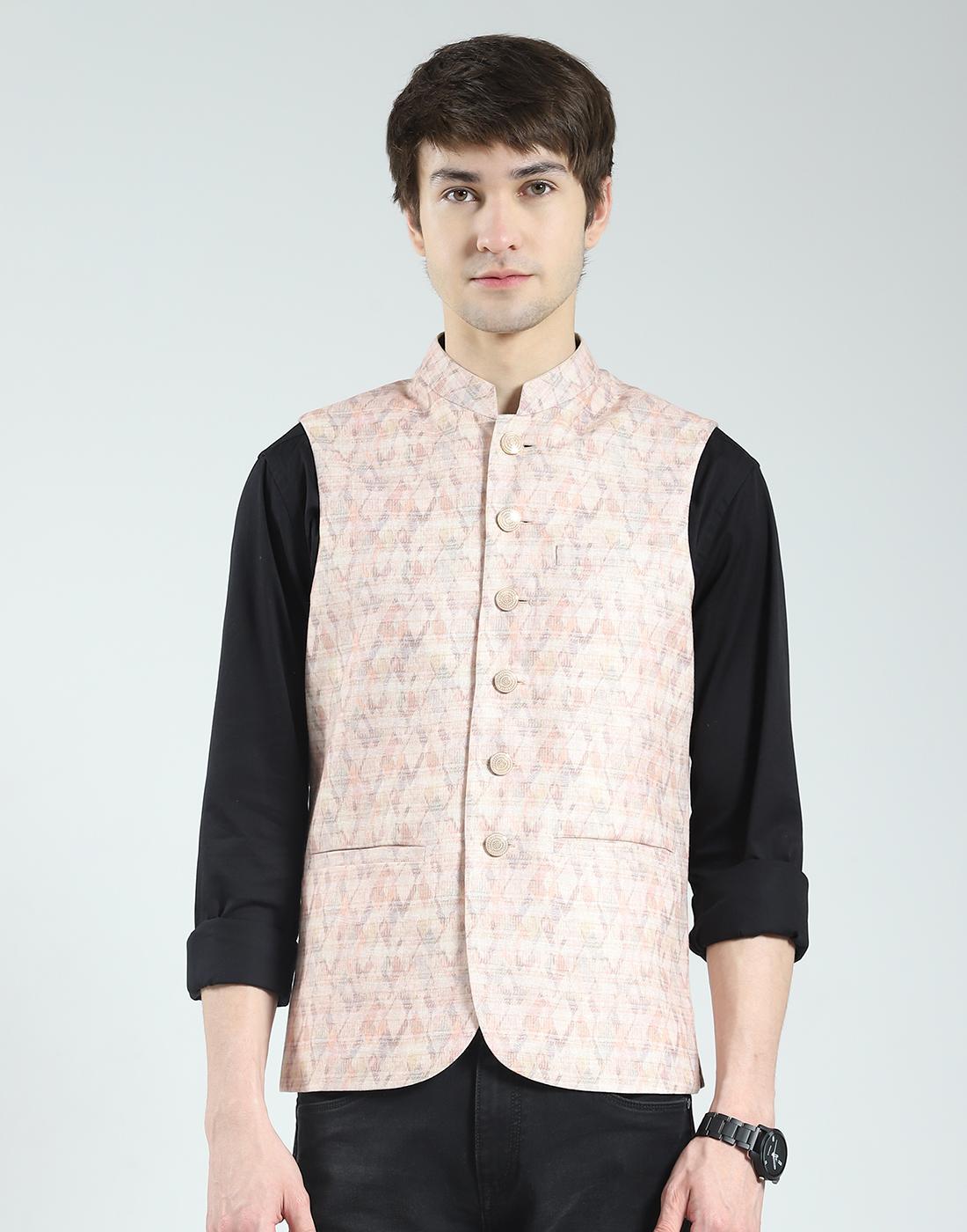 Herren Regular Fit Ärmellose Weste | Knopfverschluss | Stehkragen | Elegante Ethnische Kleidung Nehru-Jacke für Herren L beige von Joom DACH