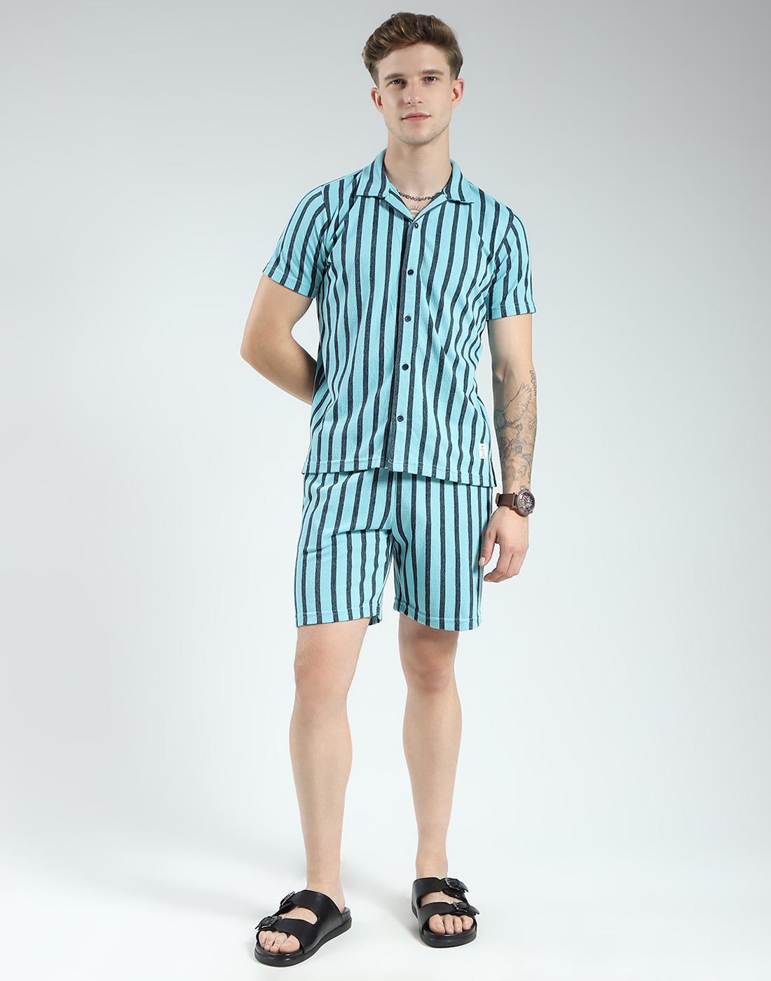 Herren Regular Fit Bedrucktes Bermuda-Set | Kurzarm-Polo-T-Shirt mit Shorts | Co-ord-Set mit Kragen für Jungen M blau von Joom DACH