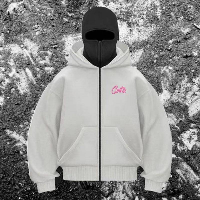 Herren-Reißverschluss-Hoodie mit Maske, Winterwarme Reißverschluss-Sportbekleidung, Supergroße Kapuzen-Sportbekleidung, Modische Streetwear mit doppelter Kapuze L von Joom DACH