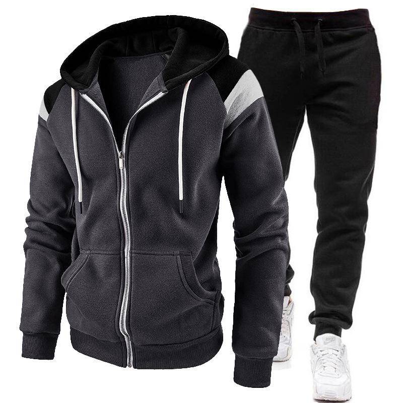 Herren Reißverschluss Kapuzenpullover Herren Kapuzenpullover + Jogginghose Pullover Cooler Kapuzenpullover Anzug Lässiger Herren Streetwear Sportanzug S dunkelgrau von Joom DACH