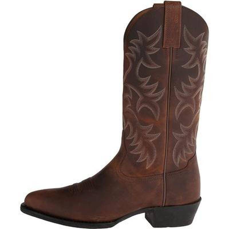 Herren Retro Distressed Westernstiefel Leder Cowboystiefel Stickerei Hohe Stiefel Klobiger Absatz Spitzschuh Ritterstiefel Botas Masculinas 47 braun von Joom DACH