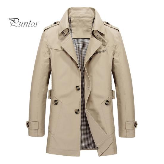Herren Retro Jacke Revers Langarm Einreihig Business-Stil Oberbekleidung Einfarbig Taschen Winddichte Jacke L khaki von Joom DACH