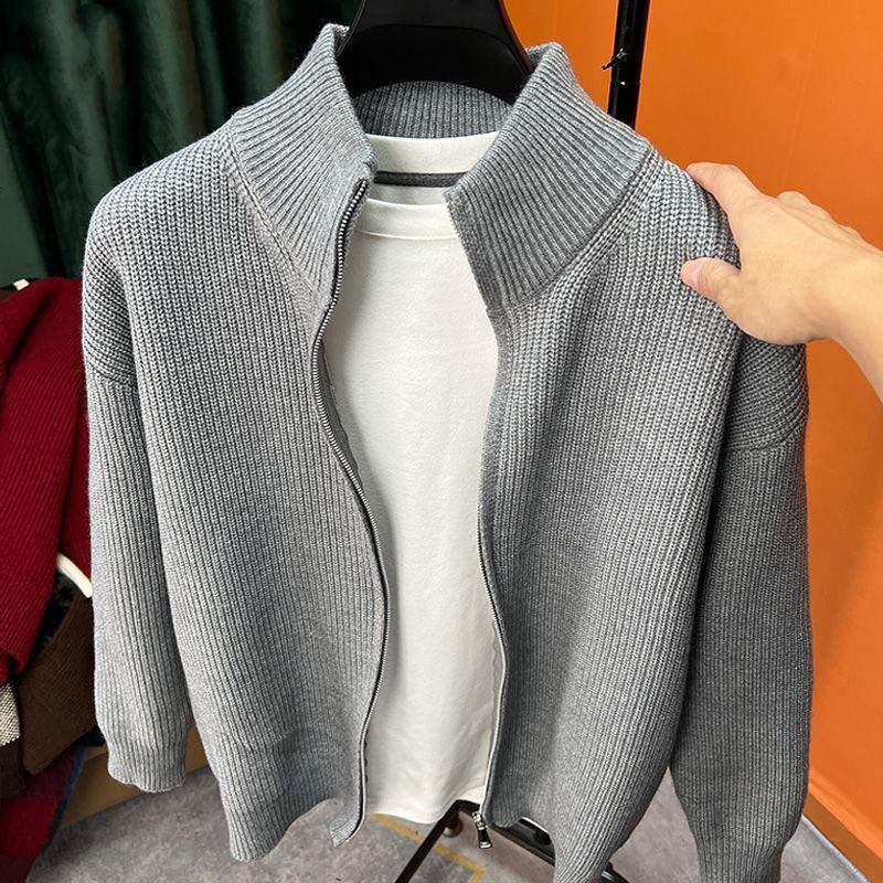 Herren Retro Lässiger Strick-Cardigan mit Reißverschluss - Gestrickt, Locker und Lässiger Stil für Frühling und Herbst L von Joom DACH