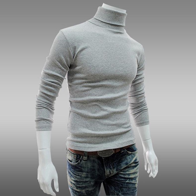 Herren Rollkragenpullover mit hohem Kragen, dünner, männlicher Bottoming-Pullover M licht grau von Joom DACH