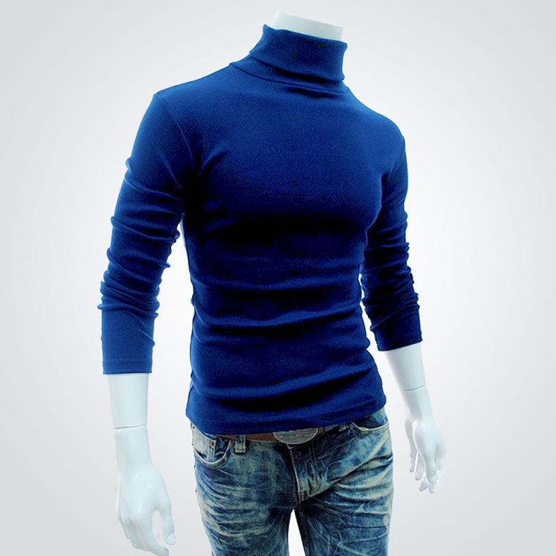 Herren Rollkragenpullover mit hohem Kragen, dünner, männlicher Bottoming-Pullover M saphirblau von Joom DACH