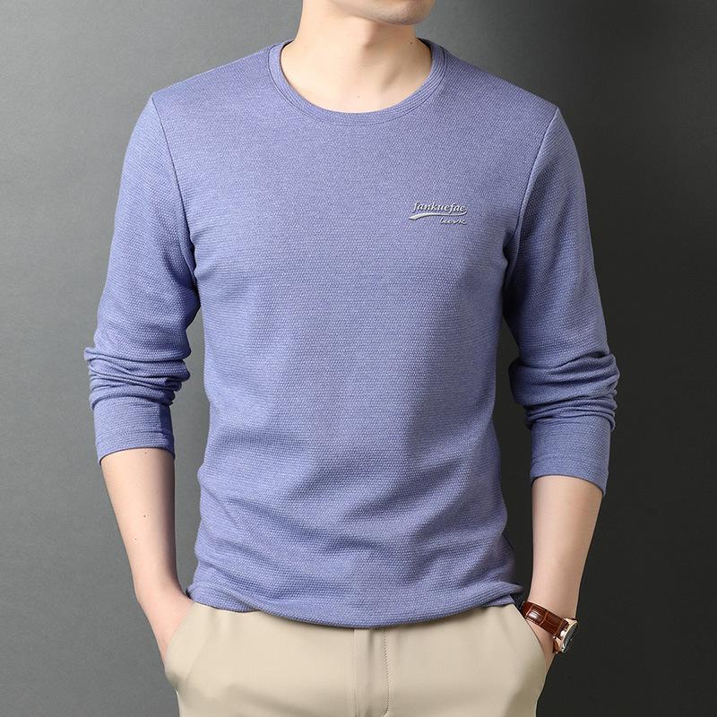 Herren Rundhals Frühling Neues Langarm T-Shirt für junge und mittlere Menschen Dünne Baumwolloberteile Herren Lässiger Pullover Rundhals XXXXL von Joom DACH