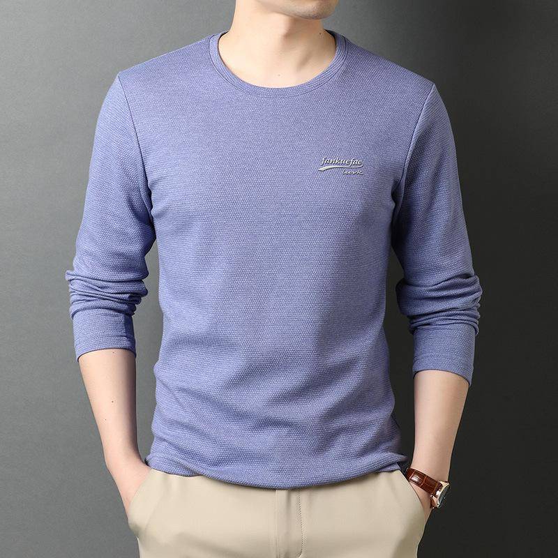 Herren Rundhals Frühling Neues Langarm T-Shirt für junge und mittlere Menschen Dünne Baumwolloberteile Herren Lässiger Pullover Rundhals XXXXL von Joom DACH