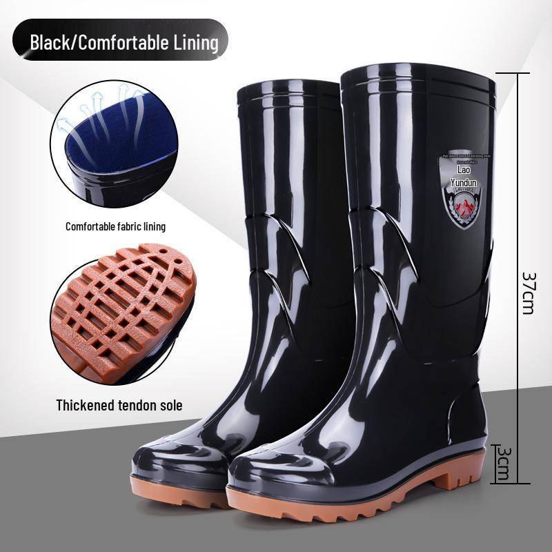 Herren Rutschfeste Wasserdichte High-Top Regenstiefel - Verdickte Aquatische Gummi Arbeitsschuhe mit Kostenlosem Versand 40 von Joom DACH