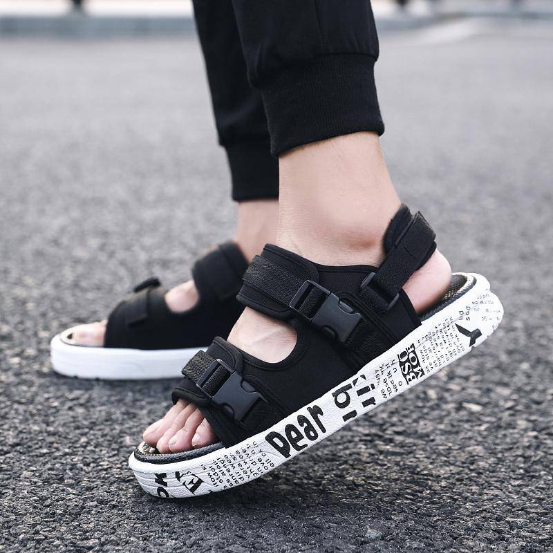 Herren Sandalen Atmungsaktive weiche Sommer Plateauschuhe Outdoor Casual Schwarze Hausschuhe Hochwertige rutschfeste Plus Size Sandalen Flach 38 weiß von Joom DACH